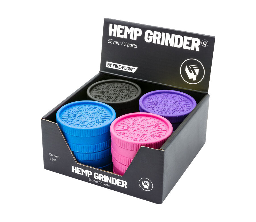 Hemp Grinder - Bad Bitches - 55mm - 2 Layers - Display - 8 Stück