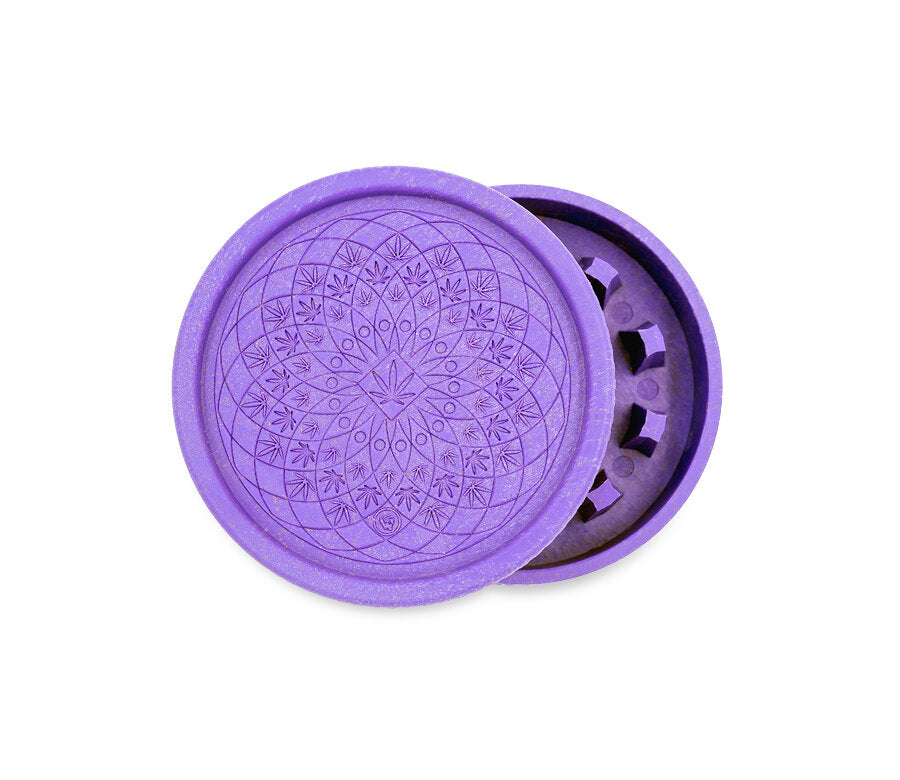 Hemp Grinder - Leaf Pattern - 55mm - 2 Layers - Display - 8 Stück