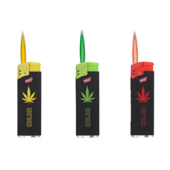 Hemp Leaf Feuerzeug - Turboflame Multicolor - Display - 50 Stück