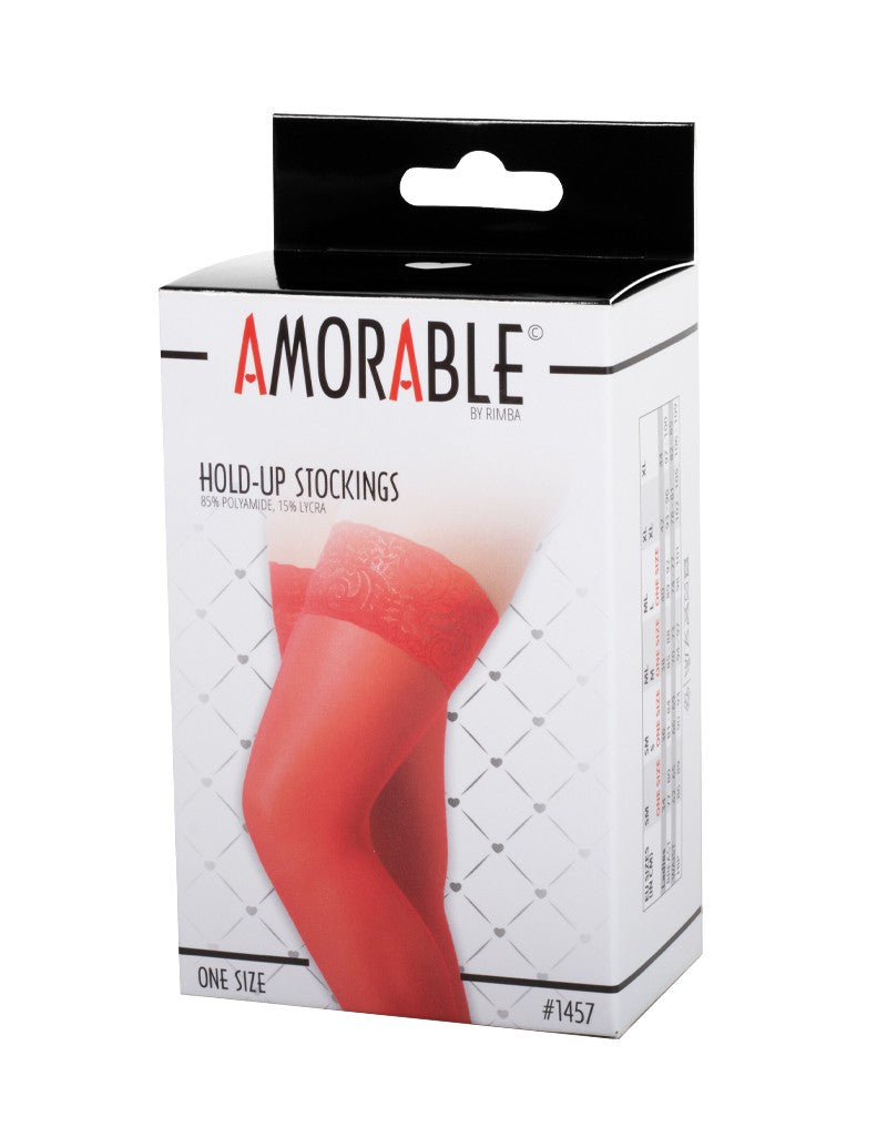 2: Amorable by Rimba - Halterlose Strümpfe - One Size - Rot