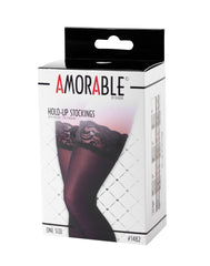 Amorable by Rimba - Halterlose Strümpfe - One Size - Schwarz