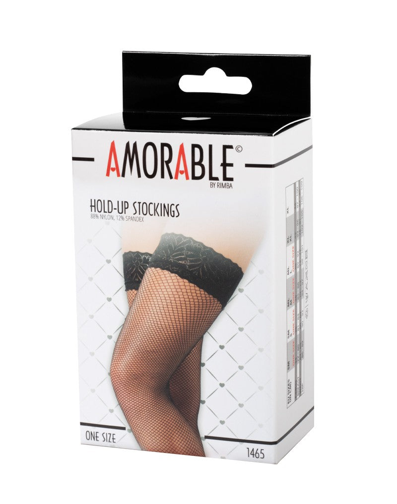 Amorable by Rimba - Halterlose Netzstrümpfe - One Size - Schwarz