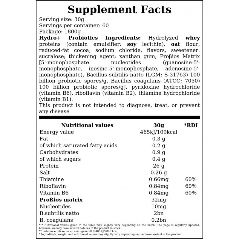 Hydro+ Probiotics - 1800g - Butter Cookies