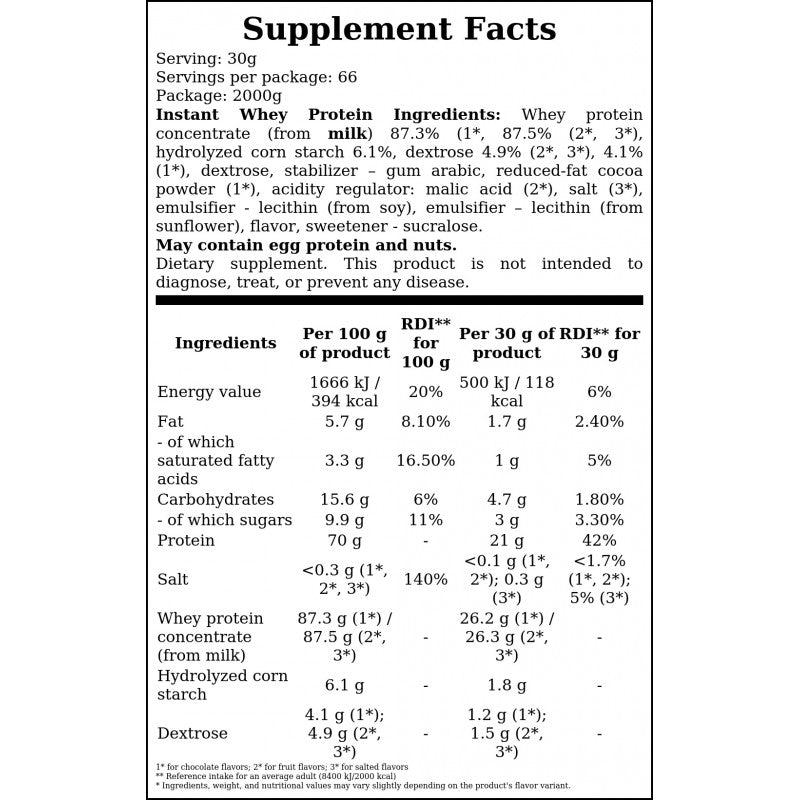 Instant Whey Protein BAG - 2000g - Strawberry X6