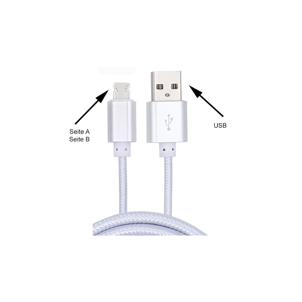 *iPhone & Android 2in1 Lade- und Datenkabel, 1 m, silber