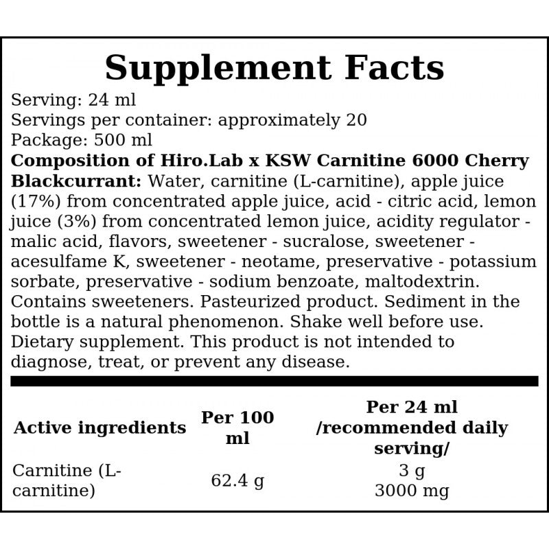 L-Carnitine 60000 KSW - 500ml - Cherry Blackcurrant