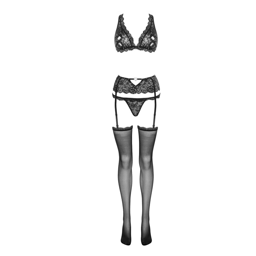 LC Esmenna 4pcs set with garter belt and stockings black