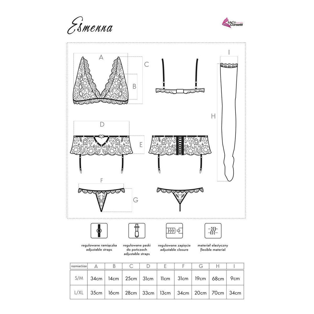 LC Esmenna 4pcs set with garter belt and stockings black