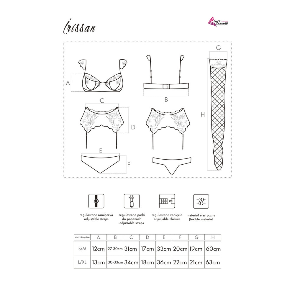 LC Irissan 4pcs set with garter belt and stockings white