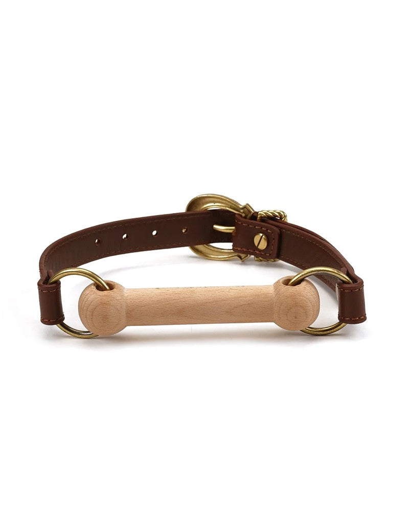 3: Liebe Seele - Leder Blinders mit Knebel - Schwarz, Braun & Gold