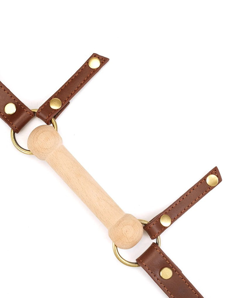 5: Liebe Seele - Leder Blinders mit Knebel - Schwarz, Braun & Gold