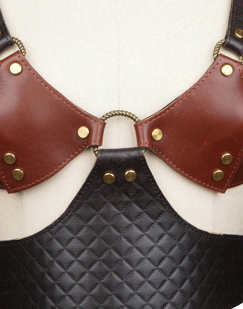 8: Liebe Seele - Leder Bustier - Schwarz, Braun & Gold