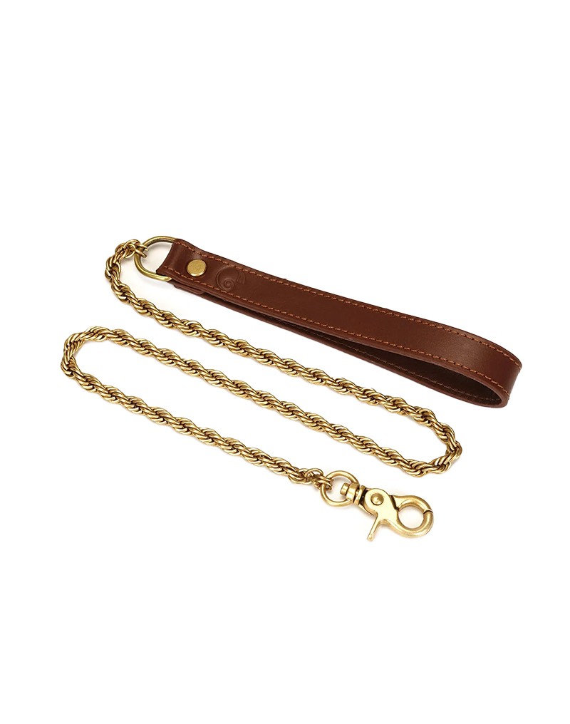 Liebe Seele - Lederhalsband mit Leine - Schwarz, Braun & Gold