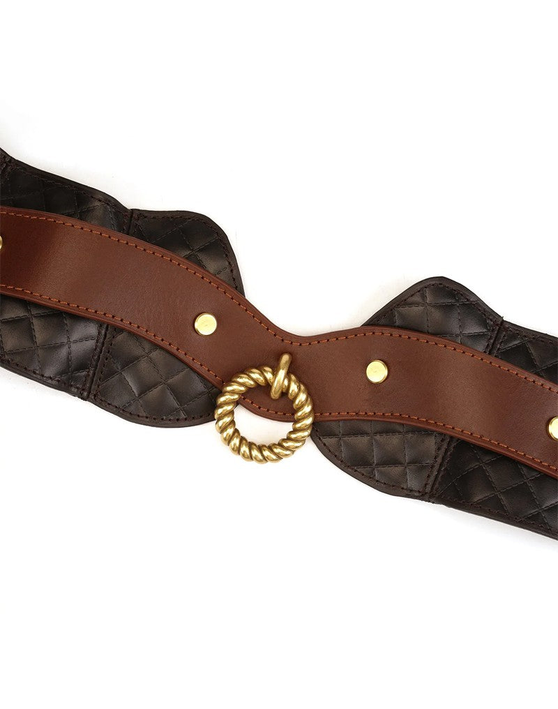 4: Liebe Seele - Haltungshalsband aus Leder mit Leine - Schwarz, Braun & Gold