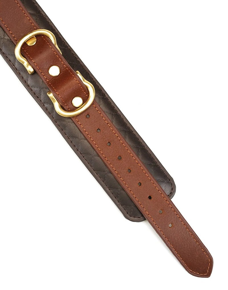 3: Liebe Seele - Oberschenkelmanschetten aus Leder - Schwarz, Braun & Gold