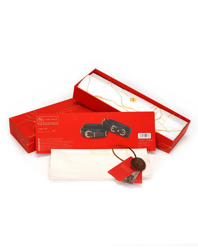 2: Liebe Seele - Oberschenkelmanschetten aus Leder - Schwarz, Braun & Gold