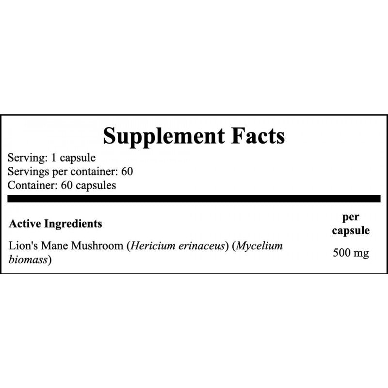 Lion's Mane Mushroom 500mg - 60caps.