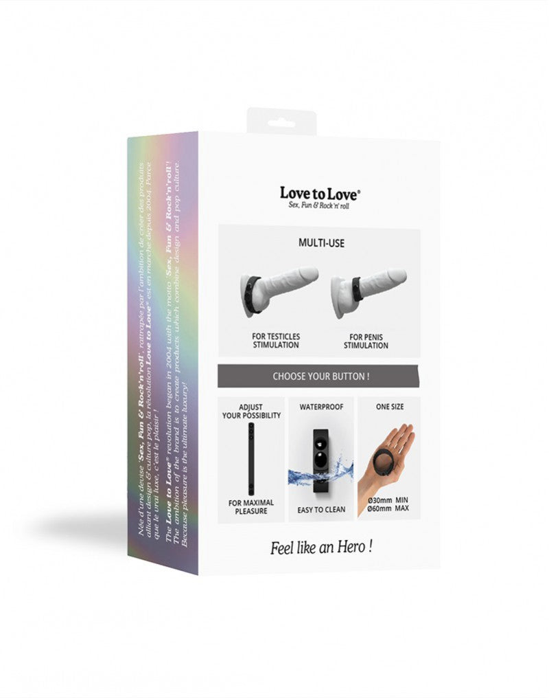 3: Love to Love - Hero Ring - Verstellbarer Cockring - Schwarz