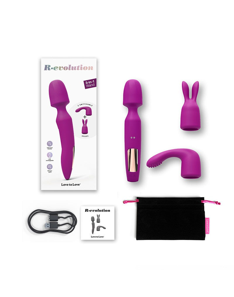 2: Love to Love - R-Evolution - Zauberstab-Vibrator mit 2 Aufsätzen - Rosa