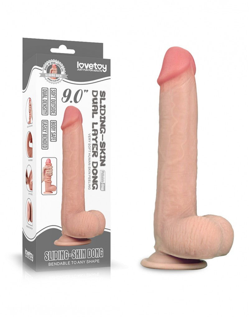 8: LoveToy - Sliding Skin Dildo 9" / 23 cm (Ø 3.5 CM) - Nude