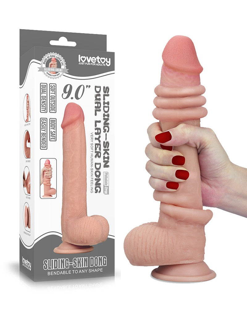 LoveToy - Zweischichtiger Silikon-Dildo 29.5 cm (Ø 5.5 cm) - Braun