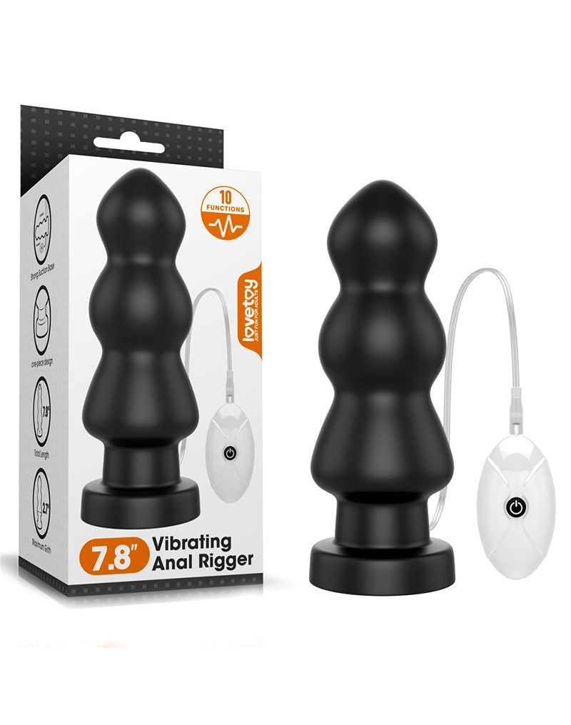 LoveToy - King Size Vibrating Anal Rigger 20 cm - Schwarz