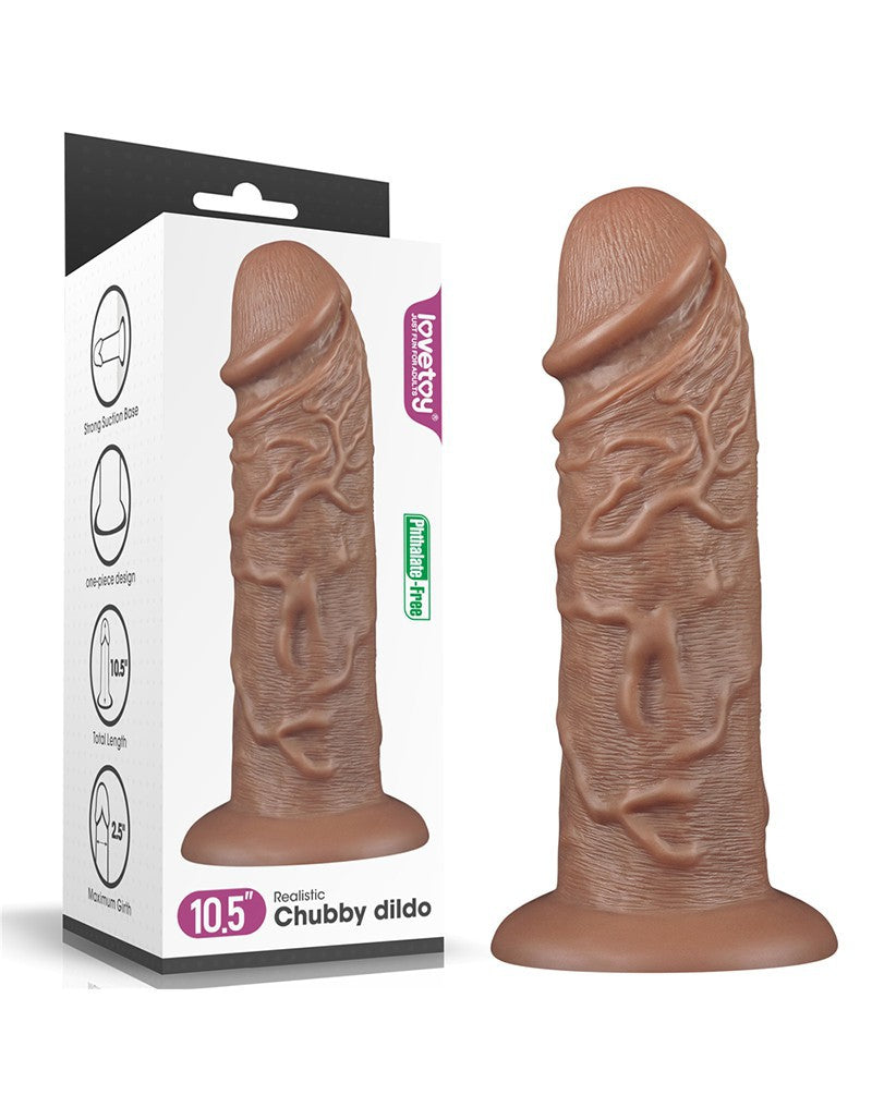 LoveToy - Realistic Chubby Dildo 27 cm - Braun