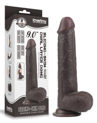 LoveToy - Sliding Skin Dildo 23 cm - Schwarz