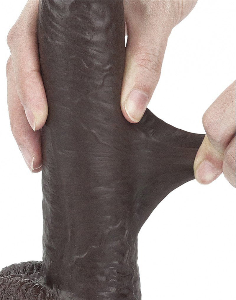 LoveToy - Sliding Skin Dildo 23 cm - Schwarz
