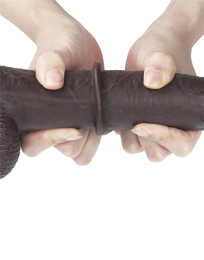 LoveToy - Sliding Skin Dildo 23 cm - Schwarz