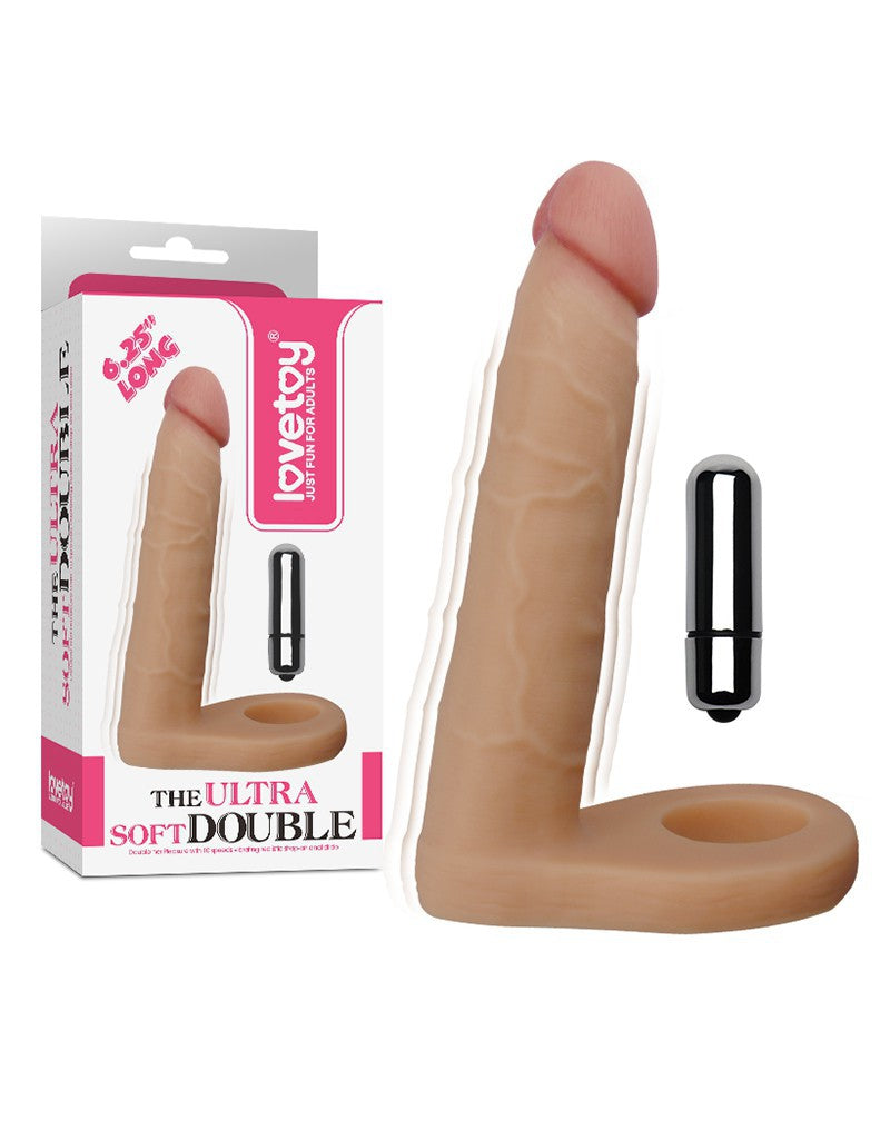 LoveToy - The Ultra Soft Double Vibrierender Dildo 16 cm - Nude
