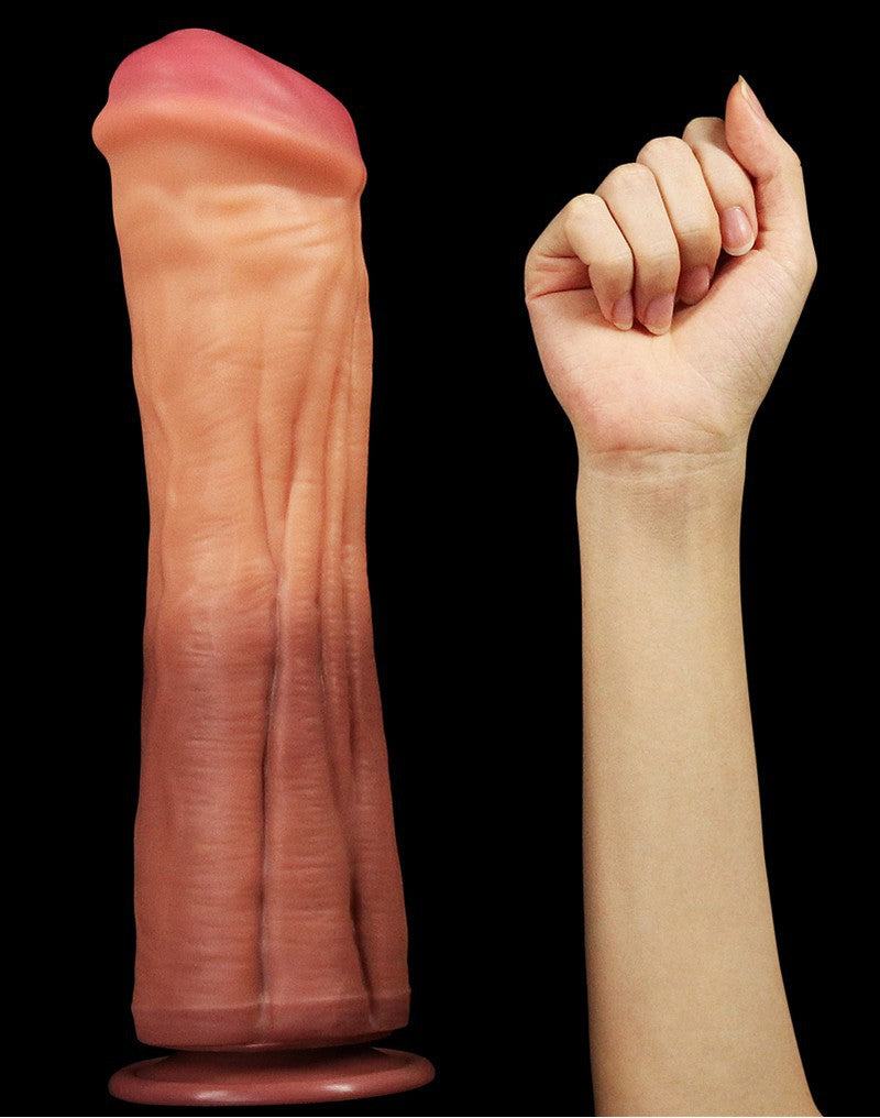 LoveToy - Dildo mit Adern 30 cm - Nude/Braun