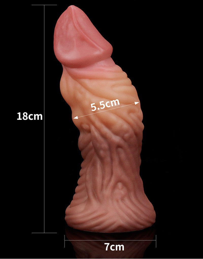 2: LoveToy - Dildo met Adern 18 cm - Nude/Braun