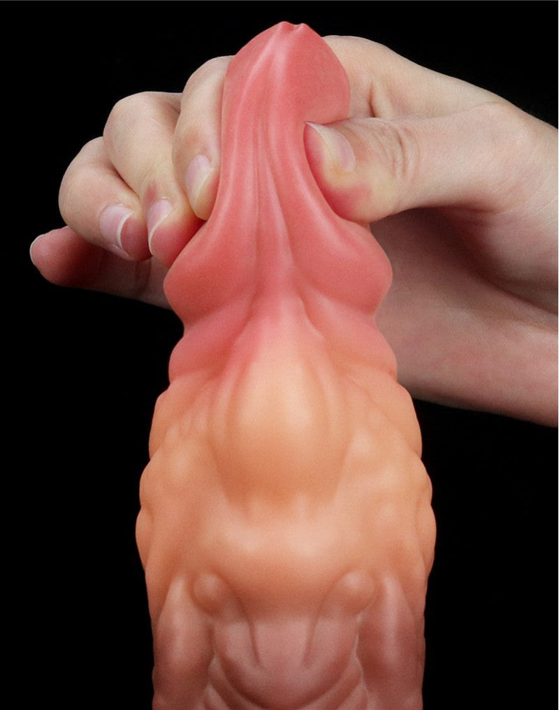 5: LoveToy - Dildo met Adern 18 cm - Nude/Braun