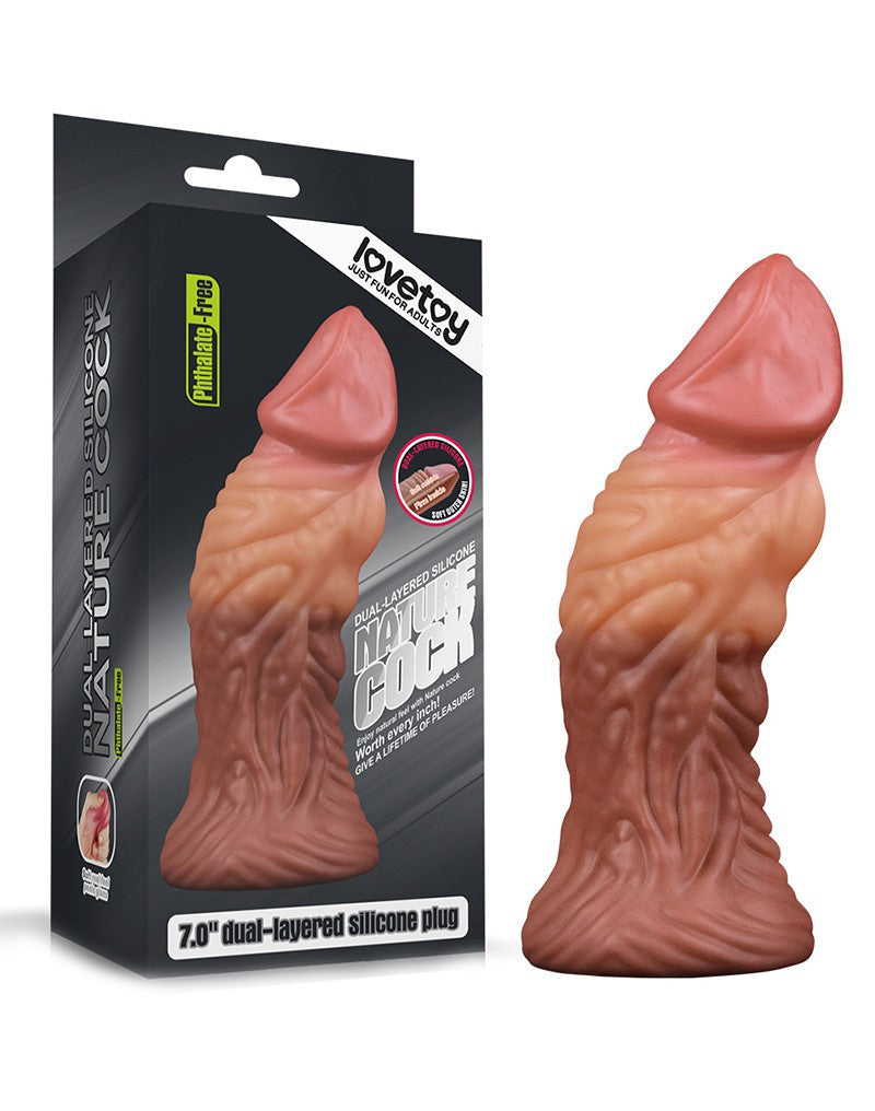 LoveToy - Dildo met Adern 18 cm - Nude/Braun