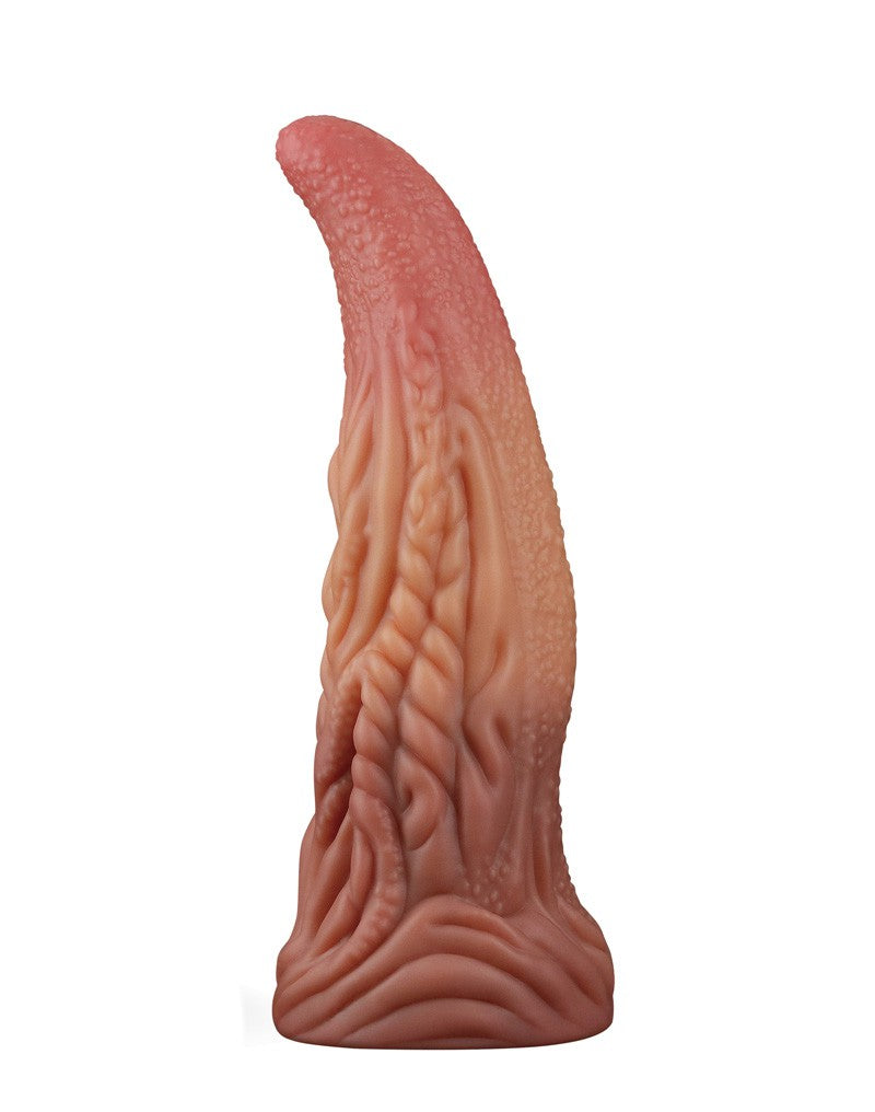 LoveToy - Dildo mit Zunge 25.4 cm - Nude/Braun