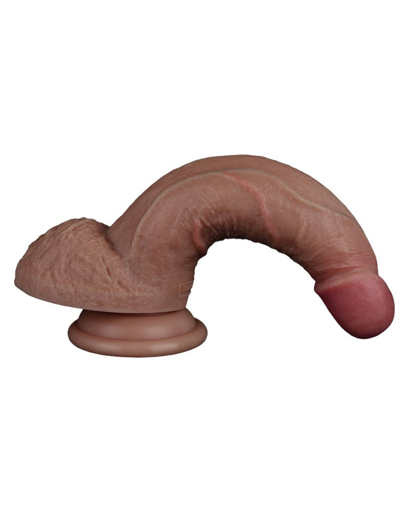 3: LoveToy - Zweischichtiger Silikon-Dildo 18,5 cm (Ø 3,7 cm) - Braun