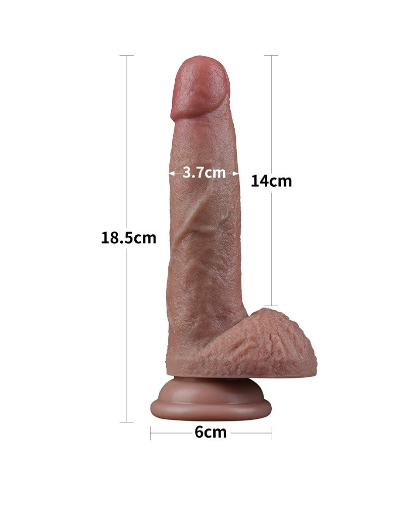 10: LoveToy - Zweischichtiger Silikon-Dildo 18,5 cm (Ø 3,7 cm) - Braun