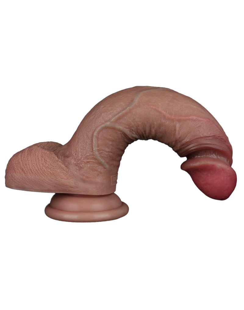 12: LoveToy - Zweischichtiger Silikon-Dildo 19,5 cm (Ø 3,7 cm) - Braun