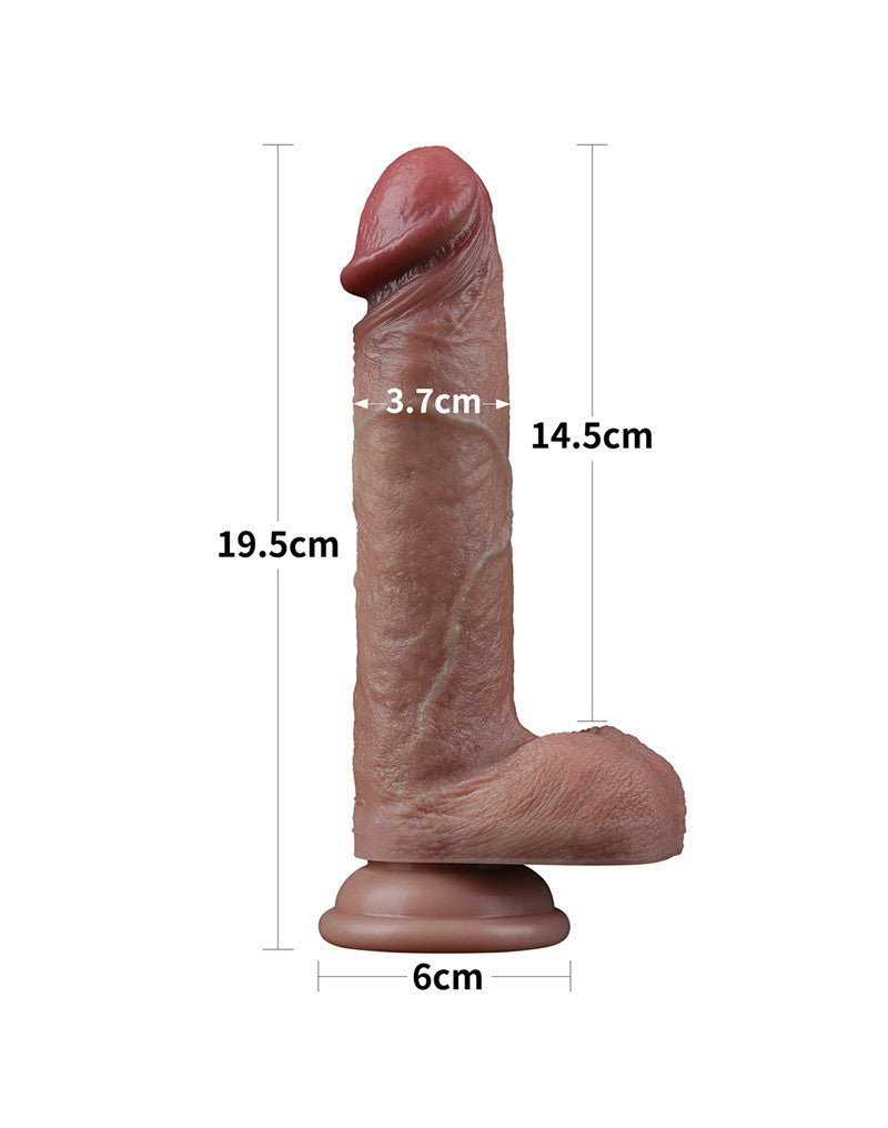 14: LoveToy - Zweischichtiger Silikon-Dildo 19,5 cm (Ø 3,7 cm) - Braun