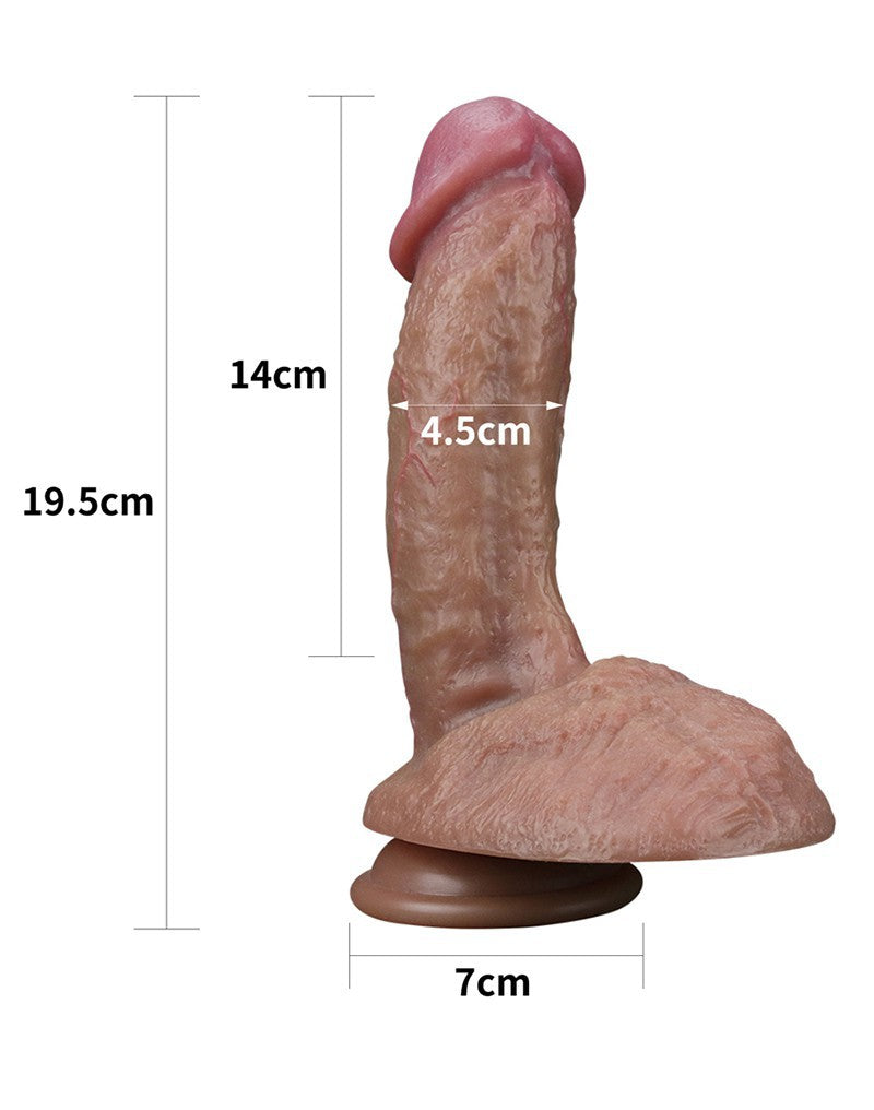 LoveToy - Dual Layered Silikondildo 19.5 cm (Ø 4.5 cm) - Braun
