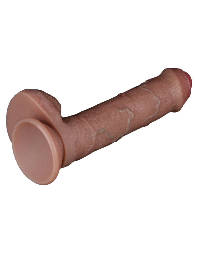 LoveToy - Zweischichtiger Silikon-Dildo 20,5 cm (Ø 4 cm) - Braun