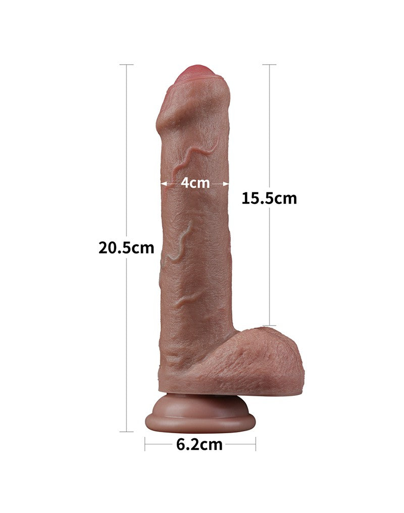 LoveToy - Zweischichtiger Silikon-Dildo 20,5 cm (Ø 4 cm) - Braun