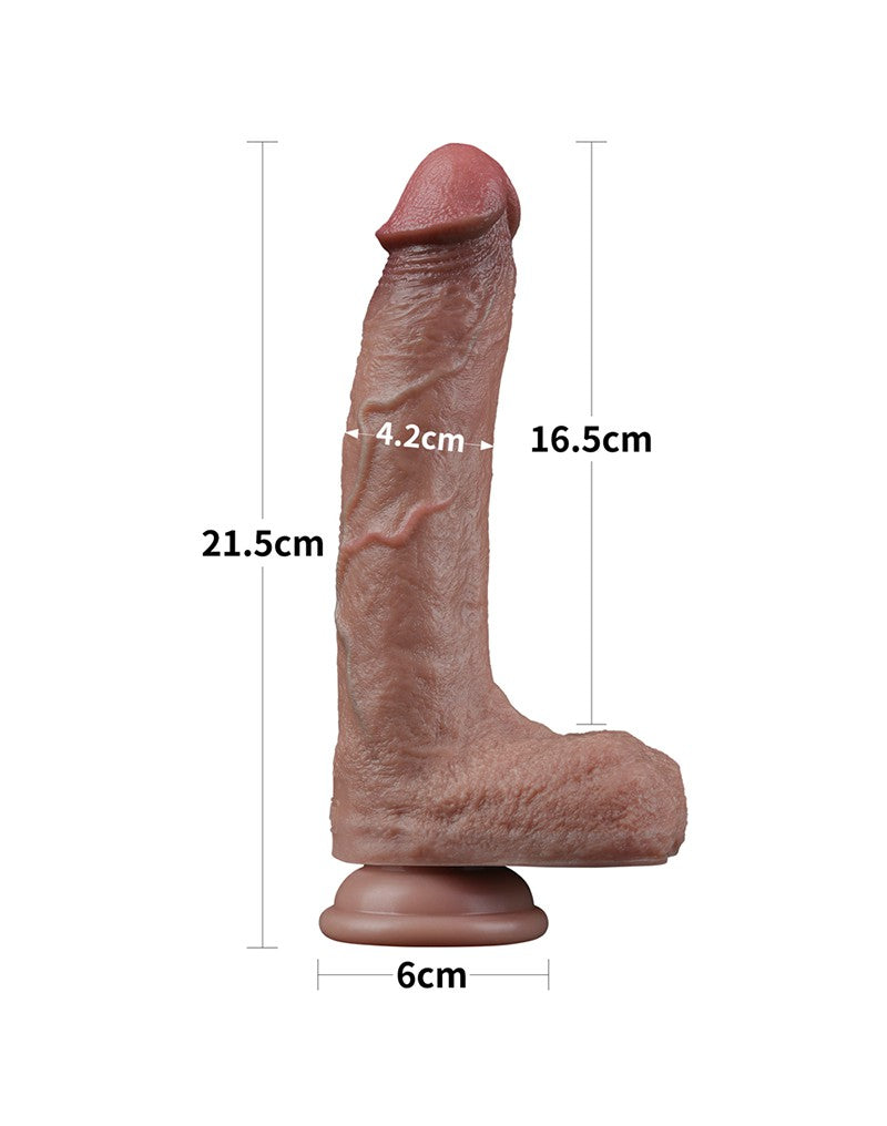 3: LoveToy - Zweischichtiger Silikon-Dildo 21,5 cm (Ø 4,2 cm) - Braun