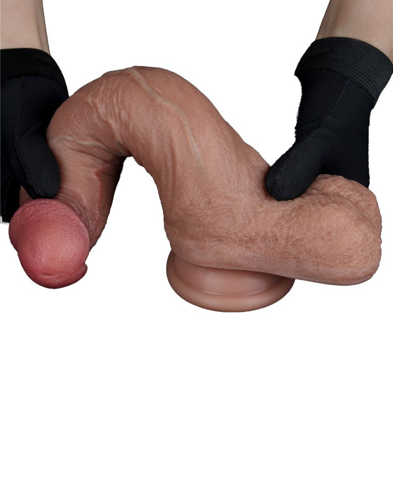 5: LoveToy - Zweischichtiger Silikon-Dildo 21,5 cm (Ø 4,2 cm) - Braun