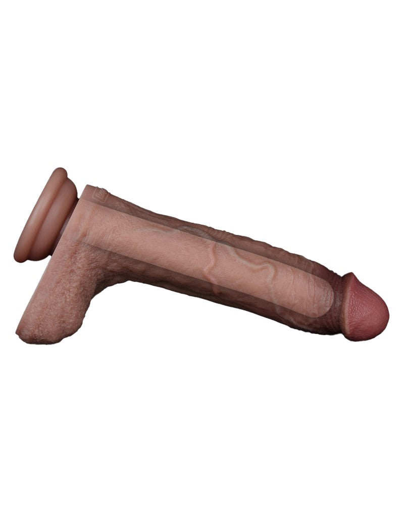 12: LoveToy - Zweischichtiger Silikon-Dildo 21,5 cm (Ø 4,2 cm) - Braun