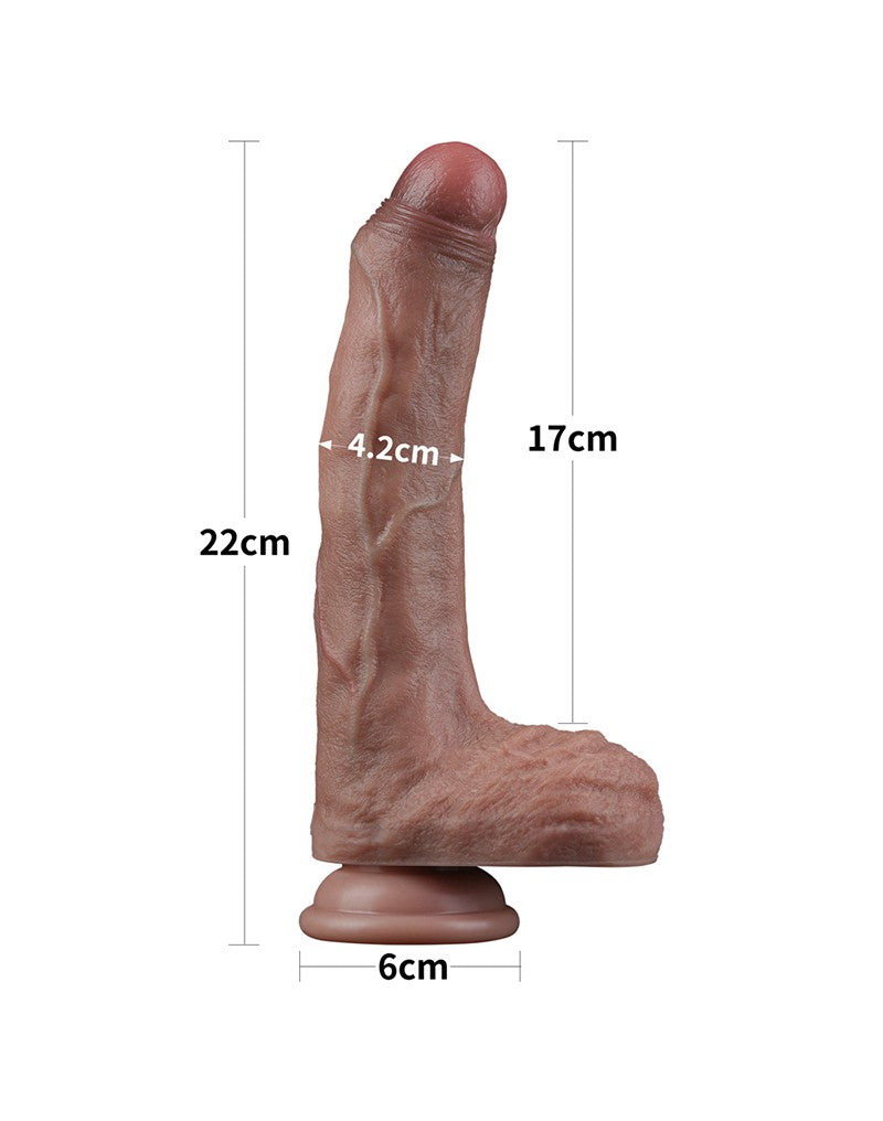 3: LoveToy - Zweischichtiger Silikon-Dildo 22 cm (Ø 4,2 cm) - Braun