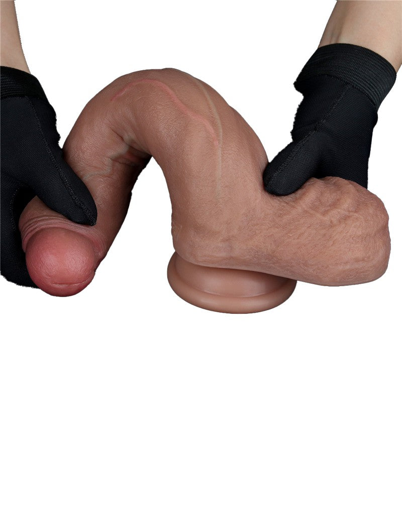 7: LoveToy - Zweischichtiger Silikon-Dildo 22 cm (Ø 4,2 cm) - Braun