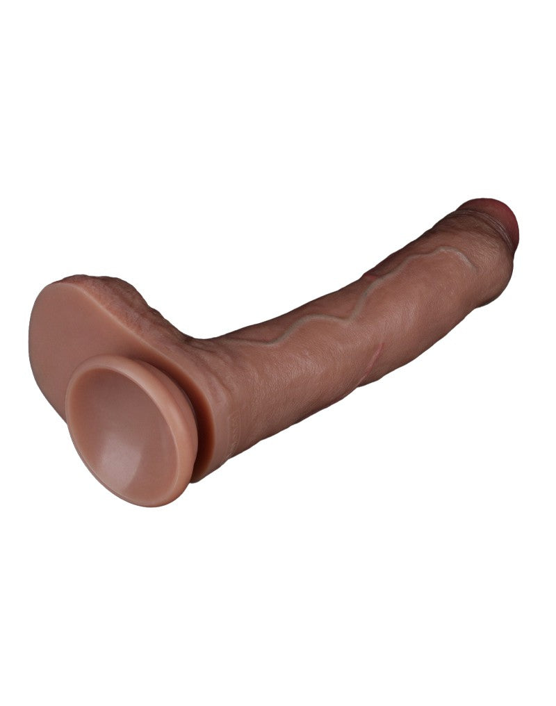 8: LoveToy - Zweischichtiger Silikon-Dildo 22 cm (Ø 4,2 cm) - Braun