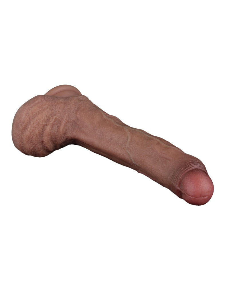 9: LoveToy - Zweischichtiger Silikon-Dildo 22 cm (Ø 4,2 cm) - Braun